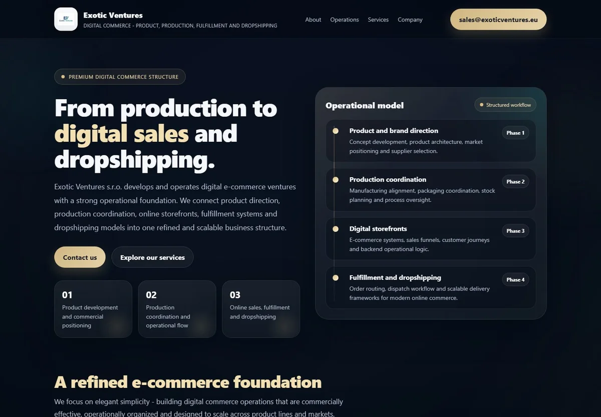 Exotic Ventures website homepage