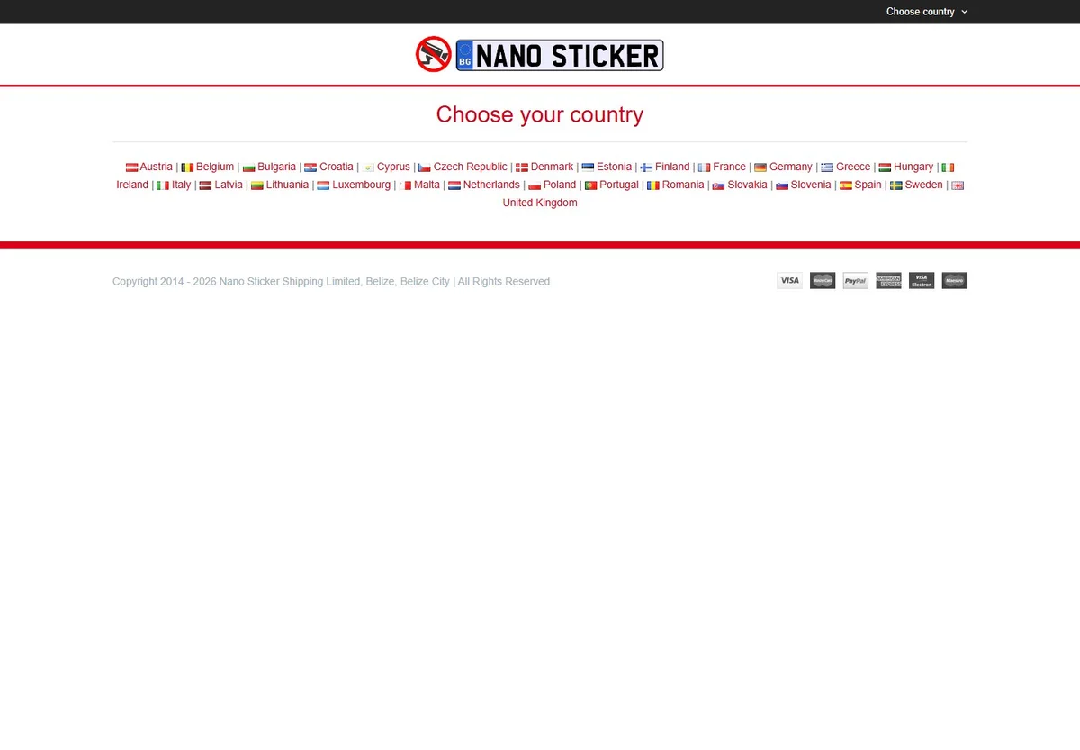 Nano Sticker website homepage
