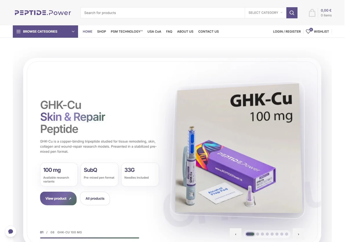 peptidepoweruk.is destination website screenshot