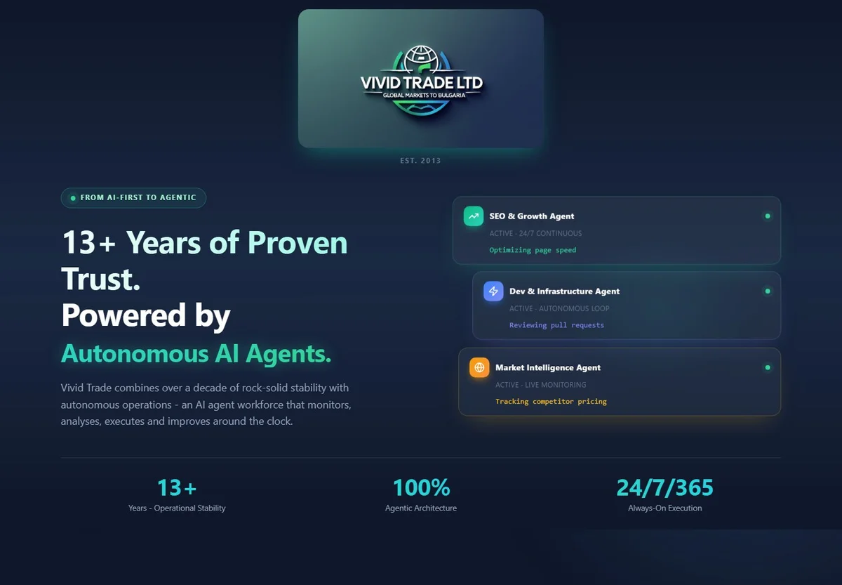 Vivid Trade website homepage