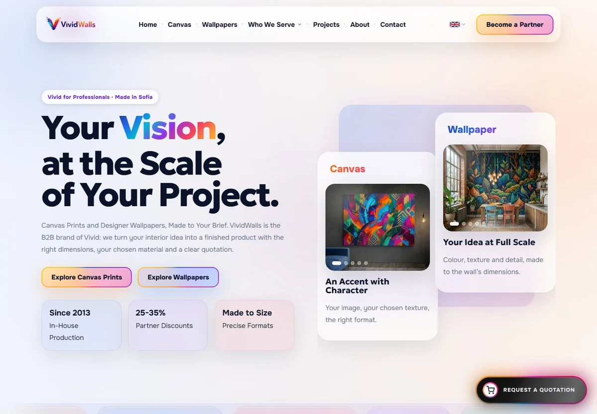 Vivid Walls website homepage
